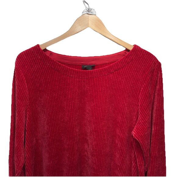 J.Jill Wearever XL Chenille Tunic Pullover Boat Neck Red Side Vents Long Sleeve - Picture 3 of 12